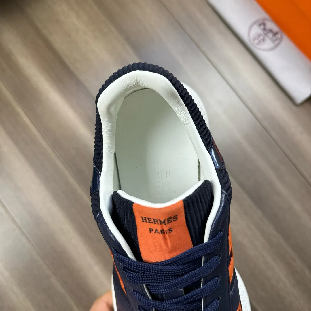 [HERMES] Hermès men's shoes 💰520💰 - High-end quality original order - Upper: 🔝 tumbled calfskin, high mercerized striped fabric, sewn brand H totem - Lining: water-dyed cowhide - Outsole: ultra-light T men's shoes 💰U foam rubber; two-color molded outsole - Super high quality control, fine workmanship: highlighted (high-end, luxury, grade) -Size :38-44, (45, customized)